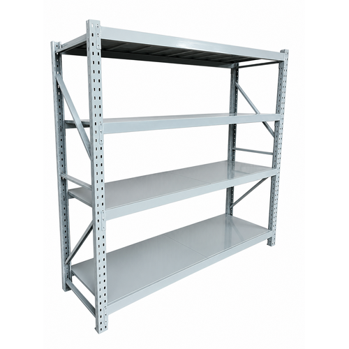 MD - 1 BAY 2000(h) X 2000(w) X 600(d)mm  LONG SPAN RACKING/MEDIUM DUTY SHELVING 4 LEVELS 400KG / LEVEL RATED W/ STEEL BOARD